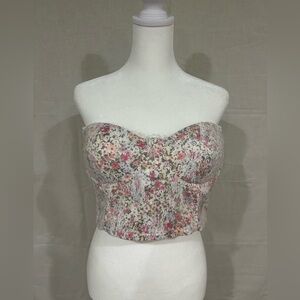 Altar’d State Lace Floral Strapless Bustier Top NWOT